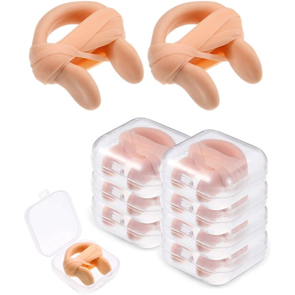 Ruluti 6 Pieces Nose Clip Silica Gel Swimming Nose Plug Swimming Accessories with Elastic for Kids Adults Beige 