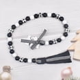 thumbnail image 4 of Cheers.US Black&White Plaid Wood Bead Garland with Tassel Rustic Farmhouse Tiered Tray Decorations Country Rustic Wall Hanging Decor Natural Wood Bead Decoration for Home Festival, 4 of 7