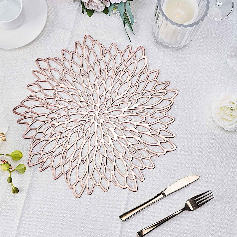 BalsaCircle 6 Blush Round 15Inch wide Dahlia Floral Vinyl Placemats