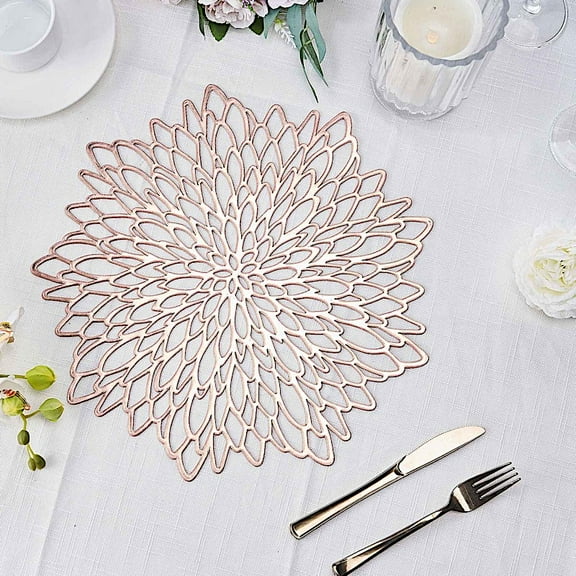 BalsaCircle 6 Blush Round 15" Dahlia Floral Vinyl PLacemats Wedding Party Decor