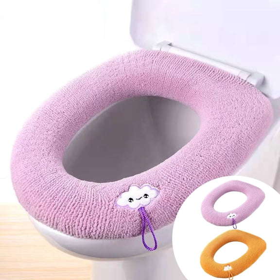 Universal Waterproof Home Toilet Seat, Cushion with Hanging Loop Bathroom Soft and Warm Washable Toilet Seat Cover Pads, 13.78 Inch