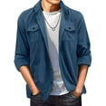 thumbnail image 1 of Blusa y camisa de manga larga con cuello vuelto para hombre, de gamuza, con solapa, botones y bolsillo, informal, de manga larga, sin capucha, para hombre, 1 of 8