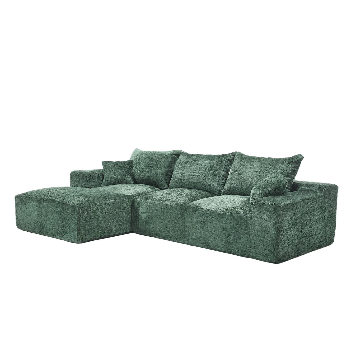 Demi Bonn 108" Modern L-Shaped Sofa, Premium Fabric Couch with Deep Seating, Freestyle Setup, No Assembly Needed for Living Room Relaxation, Green