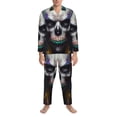thumbnail image 3 of Salouo Modern Abstract Colorful Skull C Print Button-Front Long Sleeve Pajama Set for Men, Soft 2Pjs Men's Long Sleeve Sleepwear-X-Large, 3 of 7