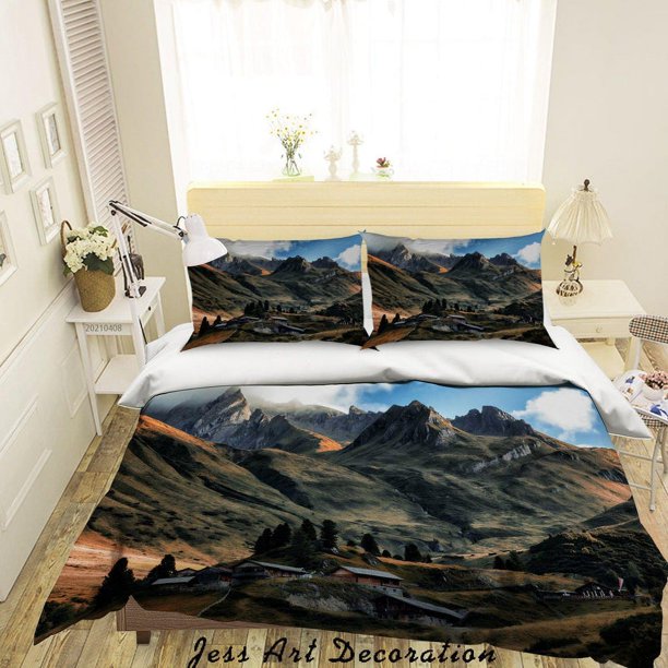 3D Montaña Naturaleza Paisaje Funda nórdica Set Ropa de cama Set Funda nórdica