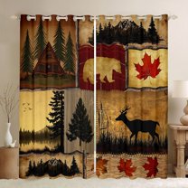 Castle Fairy Safari Deer Bear Curtains Pack of 2 (42x84 Each) for Boys Girls,Rustic Retro Cabin Curtains Blackout,Jungle Animal Bedroom Curtains,Breathable Home Decor
