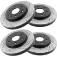 thumbnail image 3 of Front Rear Drilled Slotted Disc Brake Rotors + Ceramic Pads + Cleaner Fluid Fits for Cadillac Escalade, Chevy Avalanche/Silverado 1500 SSV/Suburban 1500/Tahoe, GMC Sierra 1500 Denali/GMC Yukon XL, 3 of 5