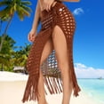 thumbnail image 3 of Jupes Aguichant en Maille, Doux Crochet, Ourlet à Franges, Sortie de Plage pour Femmes (Kaki P), 3 of 6