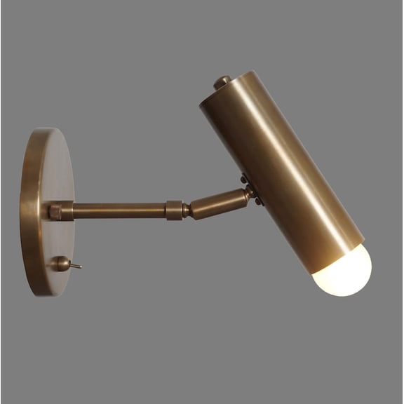 Single Light Articulated Sconce Mid-Century Modern Stilnovo Style Brass Wall Lamp Toggle Switch