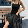 thumbnail image 4 of Robe Décontractée pour Femmes, Robe Débardeur Sans Manches avec Col Carré, Robe d'Été de Plage Longueur Régulière, Robe en Polyester Couleur Unie, 4 of 7