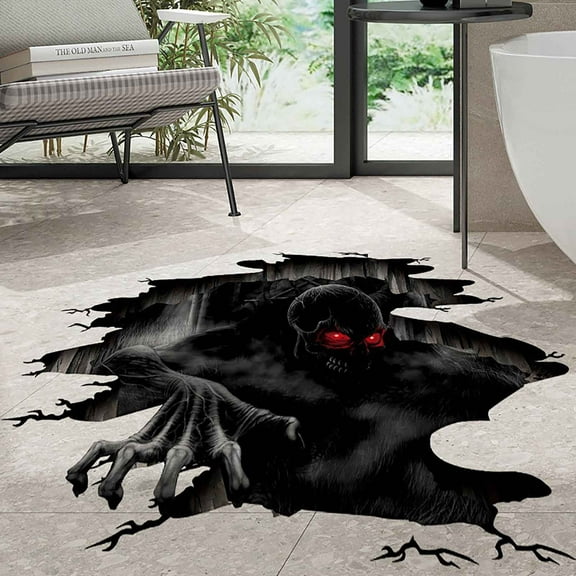 Wadada 3D Halloween Wall Decals, Skeleton Halloween Wall Stickers Floor Decals Removable, Scary Wall Decals Stickers Decorations for Bedroom, Halloween Wall Window Stickers Clings for Glass Window