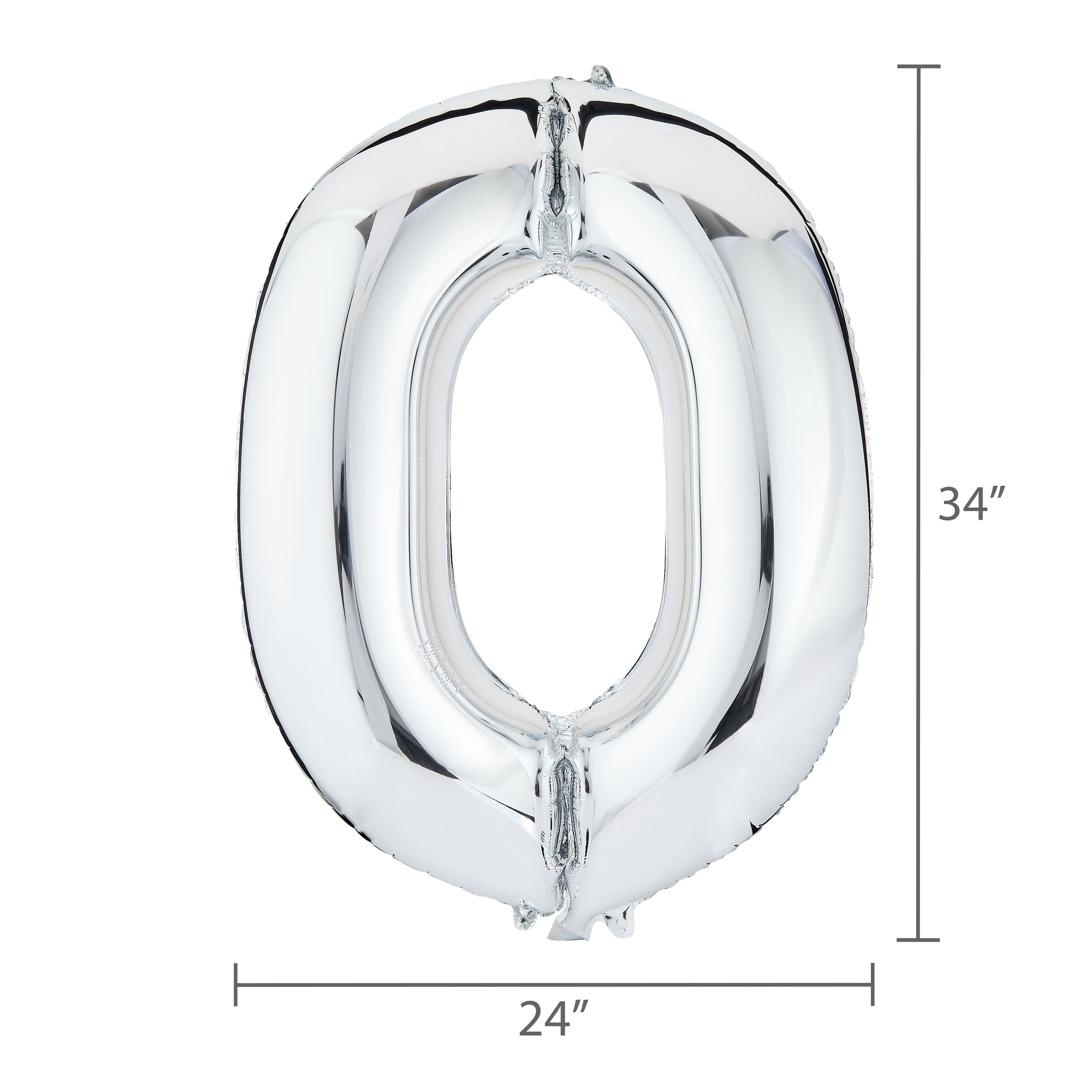 35" Silver Number 0 Foil Balloon, by Way To Celebrate