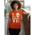 thumbnail image 3 of Love Skull Couples Halloween Gothic Costume Skeleton Head Women's T-shirt, 3XL, Orange, 3 of 6
