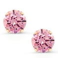 thumbnail image 2 of Gem Stone King 3.00 Ct Round 6mm Pink Zirconia 10K Rose Gold Stud Earrings for Women Men, 2 of 4