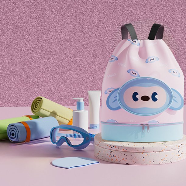 Bolsa Impermeable y Seca con Estampado de Dibujos Animados Veraniegos, con Compartimento para Zapatos, Bolsa para Guardar El Traje de Baño, Bolsa de Viaje, Bolsa de Playa, Bolsa de Natación para El H