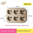 thumbnail image 1 of 6-Cavity Non-Stick Carbon Steel Baking Mold with Fish, Rabbit & Bear Shapes - Versatile Cake Pan for Baking Enthusiasts, Ideal for Home Bakers, Multi-Purpose Baking Tool, Packaged in OPP Bag (Pig, 1 of 6