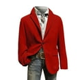 thumbnail image 4 of Lcziwo Mens Ugly Christmas Suit Jacket Casual Single Breasted Suit Coats 3 Button Plain Corduroy Blazers Slim Fit Lapel Business Sport Coat Red,XXL, 4 of 5