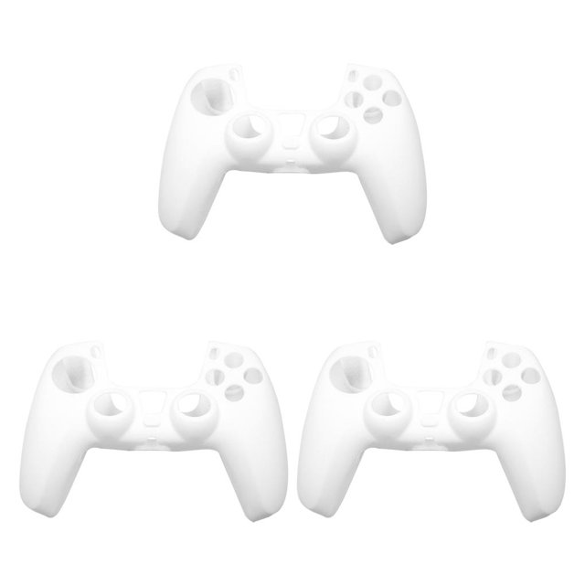 Methold Reemplazo de la cubierta protectora de la manija de la caja del controlador de juego de silicona para 5 PS5, blanco Type1 NO1
