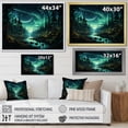 thumbnail image 4 of Designart "Dreams of Northern Lights Forest Wonder I" Landscapes Framed Wall Art - Country Green Forest River Mountains Hallway Framed Wall Art Decor, 4 of 6