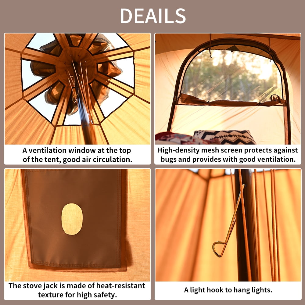 TOMOUNT Insulated Canvas Tent with Stove Jack, Suitable for TOMOUNT Insulated Canvas Tent with Stove Jack, Suitable for
