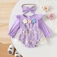 thumbnail image 2 of Dagaeig White Dress for Baby Girl Tulle Birthday Party Princess Dress Long Sleeve Lace Flower Tutu Romper Dress Newborn Fall Clothes(Purple,3-6 Months), 2 of 5
