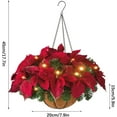 thumbnail image 2 of 15 inch Hanging Basket Artificial Flowers Christmas Flower Artificial Poinsettia Flowers for Garden Home Christmas Decoration (Red), 2 of 7