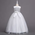 thumbnail image 4 of Xdegoge Flower Girl Dresses for Wedding Lace Floral Embroidered V-Neck Satin Waist Full Length Tulle Ball Gown Kids Formal Pageant Party Dance Performance Ceremony Gown Size 7 Years, 4 of 7