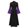 thumbnail image 4 of iiniim Women's Rhinestones Trim Clergy Church Choir Robe Button Loose Maxi Dress Priest Pulpit Robes Purple M, 4 of 7