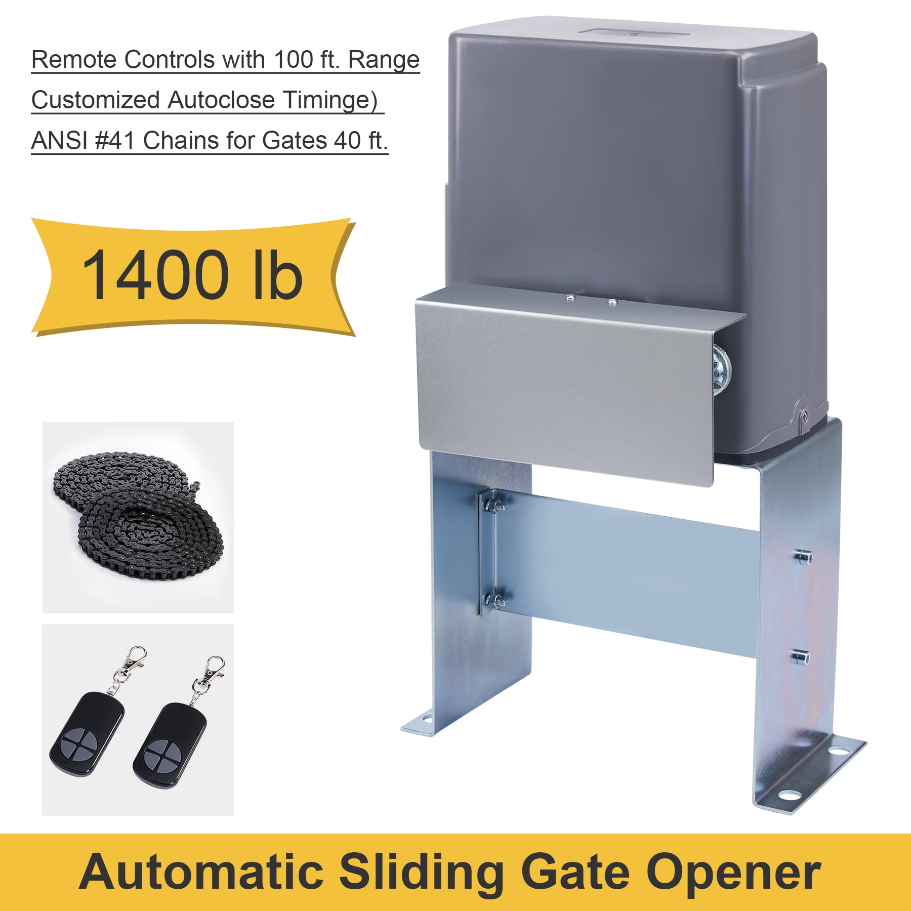 Sliding Gate Opener Electric Operator w/Remote Control Automatic Roller 1200Kg 