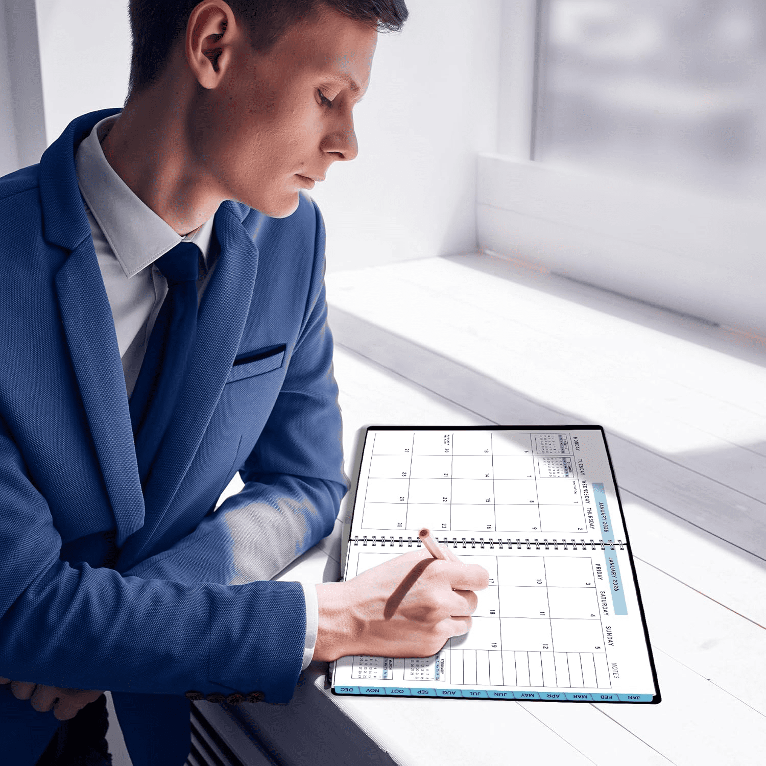 Ensight 2026 Appointment Book and Planner 8.5" x 11" Large Hourly Weekly Daily Schedule Book with Tabs, 15 Minute Time Slots, Calendar Organizer Jan 2026–Dec 2026 Appointment Planner - Blue
