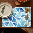 thumbnail image 4 of Blue Watercolor Triangle Pattern Summer Placemats Table Placemats Set Of 6-Linen Kitchen Washable Placemats Table Mats 11.8"x17.7" Non-Slip Heat Resistant, 4 of 5