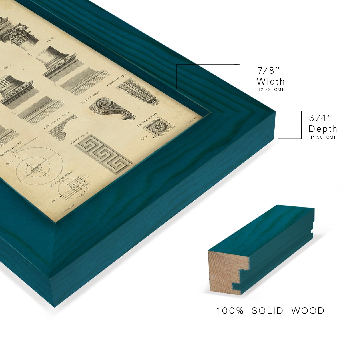 Encyclopediae III -Framed Print w/glass-Ocean Blue