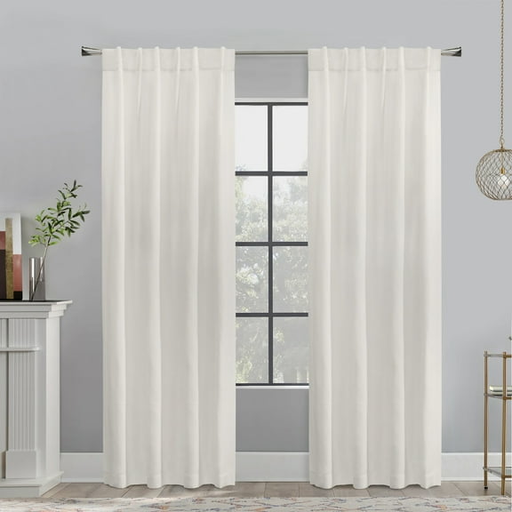 Mitchel Light Filtering Raw Silk Dual Header Curtain Panel 54" x 84" in White
