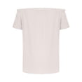 thumbnail image 6 of Taqqpue Women's Off Shoulder Tops Solid Color Ruffle Short Sleeve Ruched Casual Loose Tee Shirt Stretch Summer Blouses Tops for Women, 6 of 7