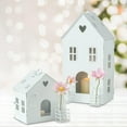 thumbnail image 4 of White Town House Lanterns With Baby Bud Vases, Set of 2, 6 and 13.25 Inches Tall, Metal and Glass, Shabby Style, 4 of 6