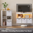thumbnail image 3 of Pinmoco 5-Cube Reversible Open LED Kids Toy Storage Organizer with Three Fabric Drawers for Playroom Storage, White, 3 of 10