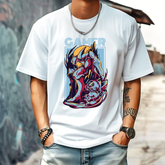 Men's T Shirt Round Neck Patterned Tee Summer New Sports Shirt Vintage Style Gift for Friends XS