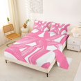 thumbnail image 2 of Castle Fairy Watercolor Brush Loop Queen Sheets 4 Pieces,Abstract Swirl Stripes Queen Sheet Sets,Pink White,1 Flat Sheet, 1 Fitted Sheet and 2 Pillowcases, 2 of 7