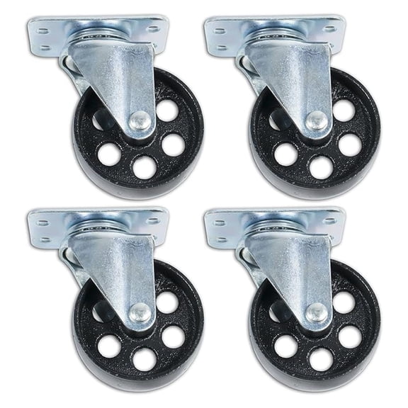 3.5" Swivel Ball Bearing Steel Caster Wheels with Top Plate (Set of 4)