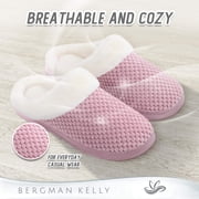 Bergman Kelly USA Womens Scuff Clog Coral Fleece Memory Foam Slippers Indoor / Outdoor House Shoes (Bubbles Collection)