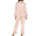 thumbnail image 4 of Women Silk Pajamas Set Long Sleeve Ladies Satin PJ Sets Button-Down Pajama Soft Cozy Printed Sleepwear Loungewear S~XL Womens Clothes, 4 of 7