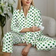 thumbnail image 6 of Cauagu Green polka dots Print Women's Long-Sleeve Pajamas Set Soft Pj Lounge Sets Button Down Sleepwear for Women 2 Piece Pjs Set with Long Pants-X-Large, 6 of 7