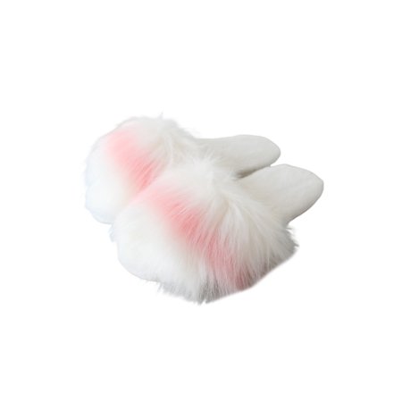 

Woobling Women Cozy Fuzzy Slippers Slip On Fluffy Slides Indoor Outdoor Breathable Winter Warm Plush Slipper White 41-42