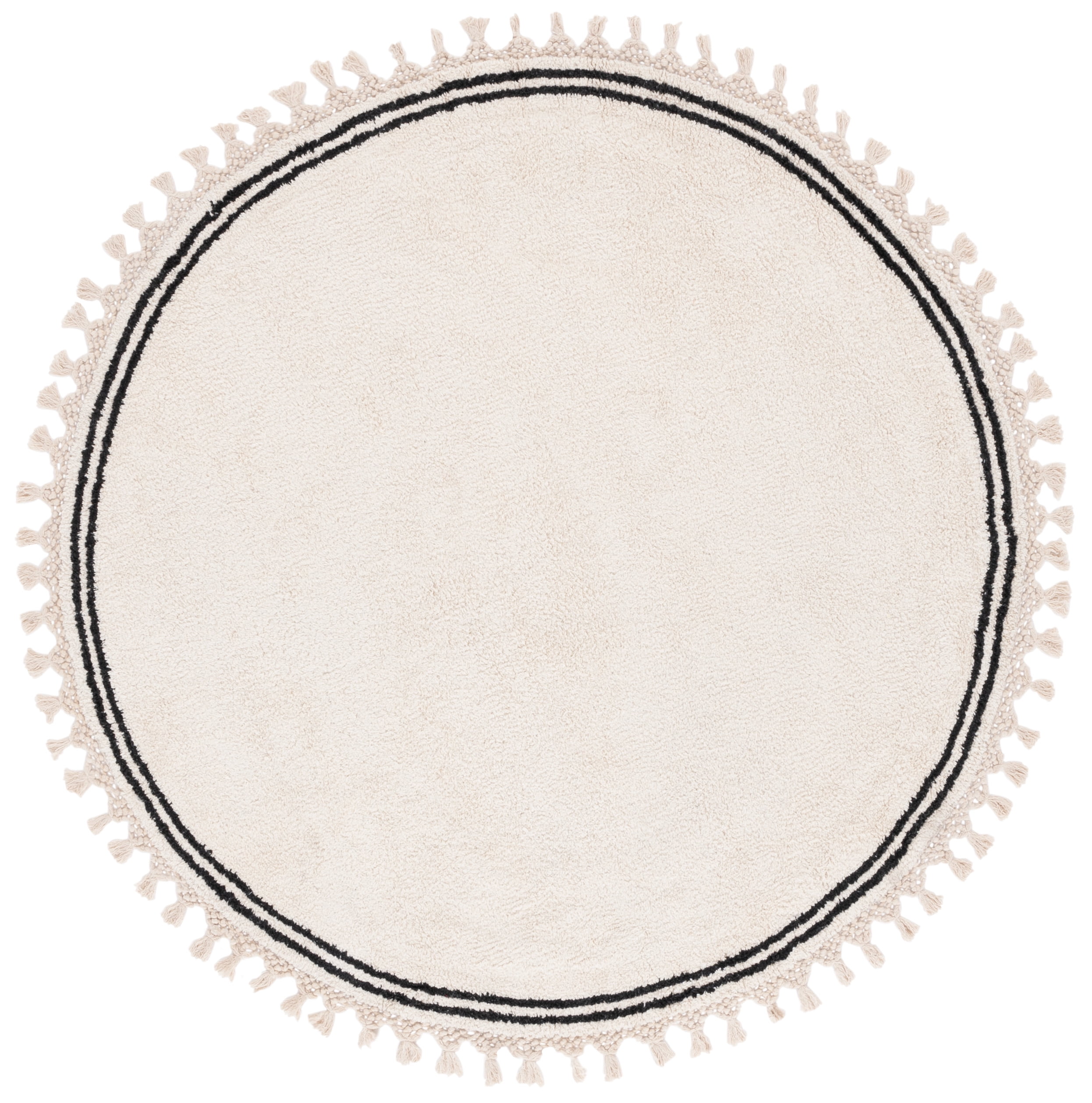 Safavieh Easy Care Hepburn Solid Cotton Machine Washable Area Rug, Ivory, 5' x 5' Round