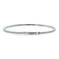 thumbnail image 2 of BERRICLE Sterling Silver Flexible Wedding Cubic Zirconia CZ Statement Bangle Bracelet for Women, Rhodium Plated, 1.75mm, 6.5 inch, 2 of 10
