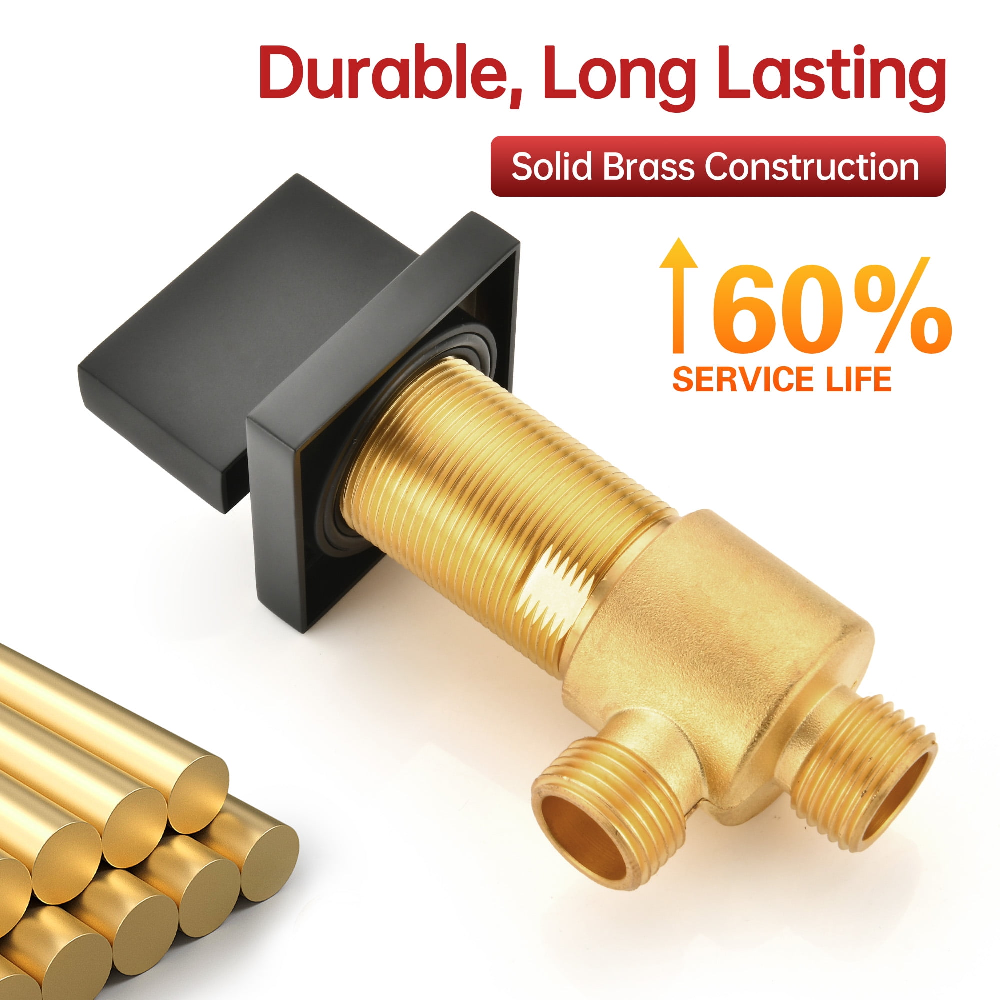 SUMERAIN Modern Matte Black Roman Tub Faucet with Valve, 5 Hole Waterfall Bathtub Faucet with Hand Shower, High Flow