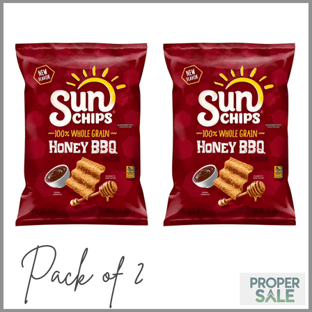 SunChips Whole Grain Snack Chips, Honey BBQ, 7 oz Bag ( PACK OF 2 )