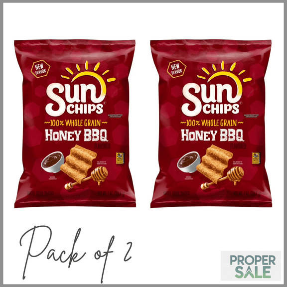 SunChips Whole Grain Snack Chips, Honey BBQ, 7 oz Bag ( PACK OF 2 )