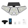 thumbnail image 1 of Luces de pared solares LED blancas de 6000 K con sensor de movimiento de 3 cabezales para exteriores y caminos, 1 of 8