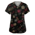 thumbnail image 2 of Garbnen Christmas Scrubs Top for Women V Neck Short Sleeve Workout Top Holiday Print Nurse Uniform with Pockets S-5XL, 2 of 5